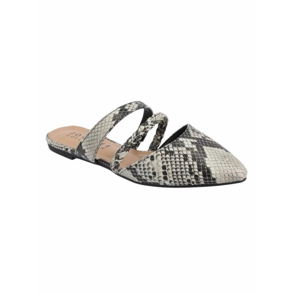 Journee Collection Olivea Pointed Toe Mule Flats Snakeskin Faux Leather 11 NEW